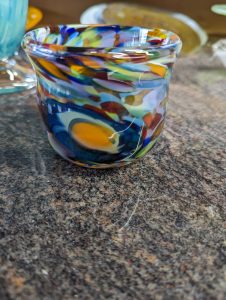 Short blown glass tumbler - multi color