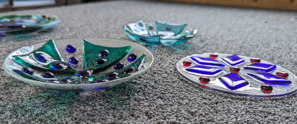 Fused Glass - small candy dishes and a suncatcher